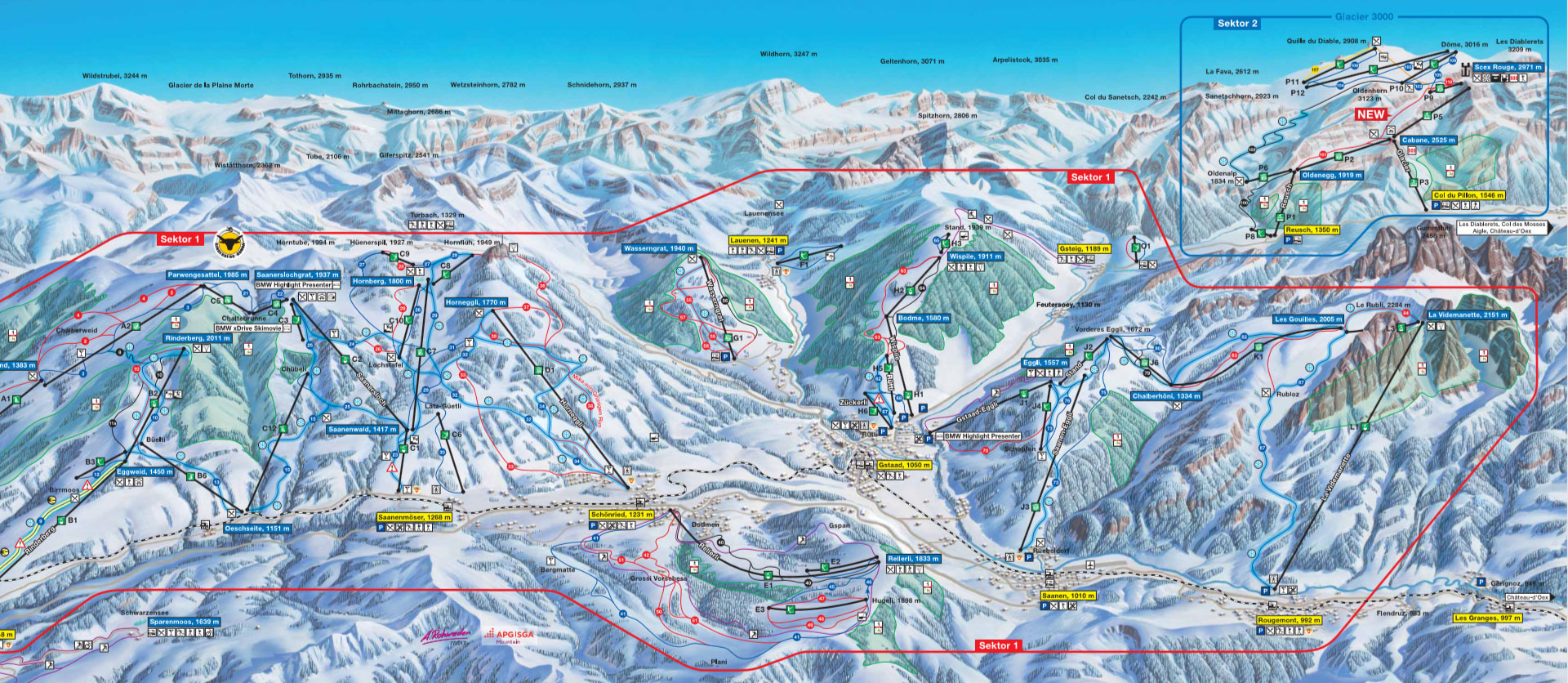 Pistenplan von Gstaad