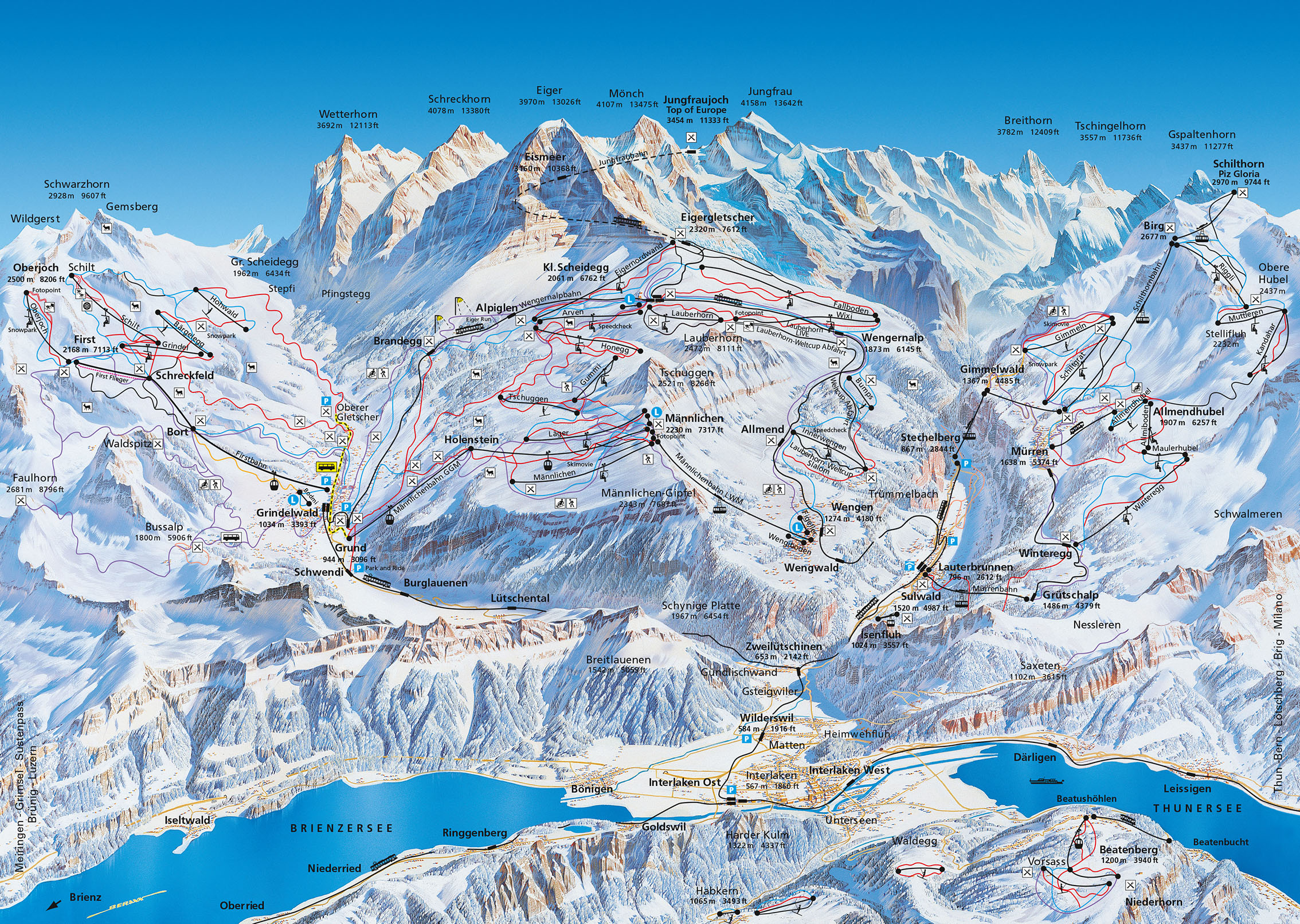 Pistenplan der Jungfrauregion