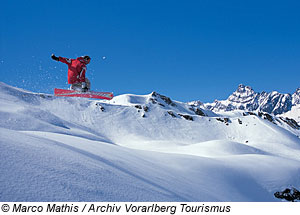 Snowboarder in Gargellen, Österreich