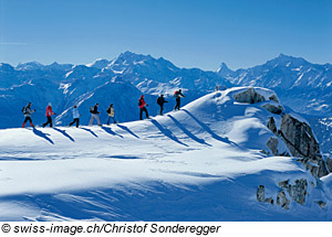 Schneeschuhwanderung in Riederalp, Schweiz
